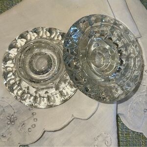 Set of 2 Clear Glass 3 Way Candle Holders Votive Taper for Multiple Sizes 3.5"W